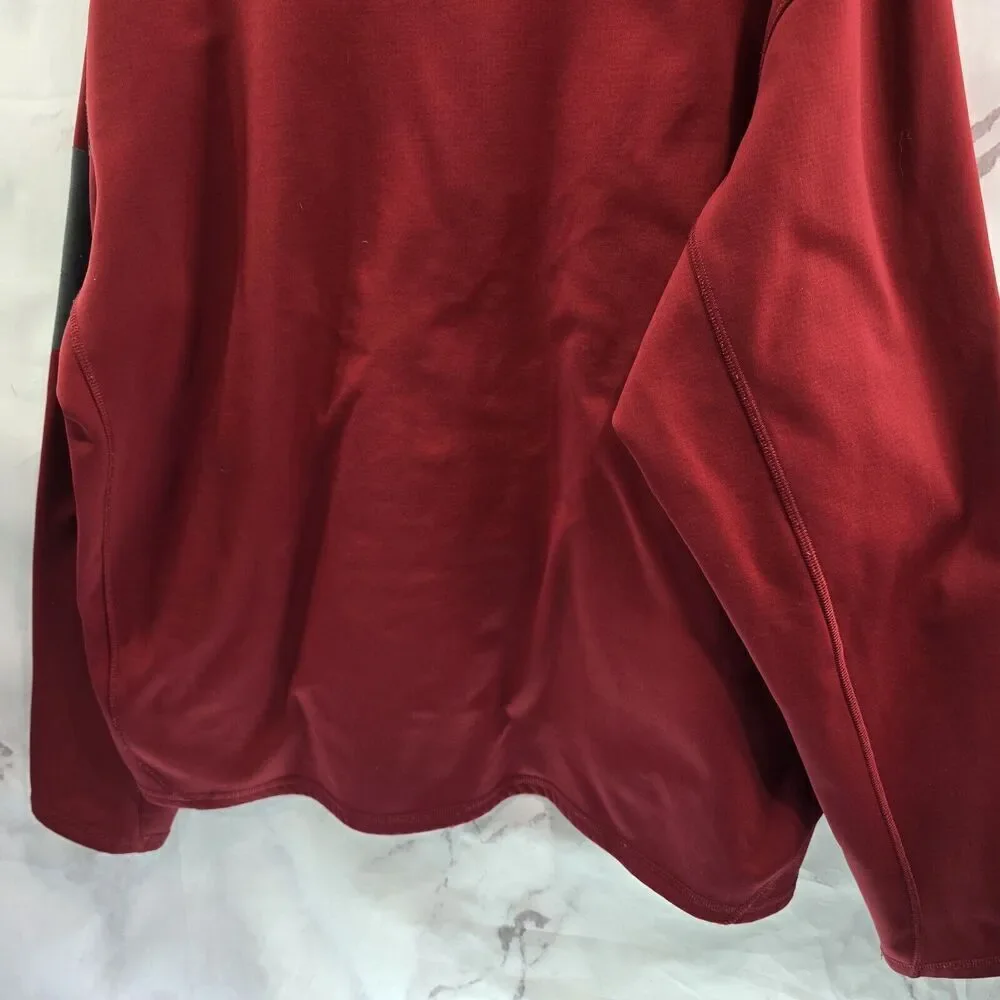 Cabelas Jacket Mens XL Red Quarter Zip Fleece Pullover Sweater Hoodless Mock